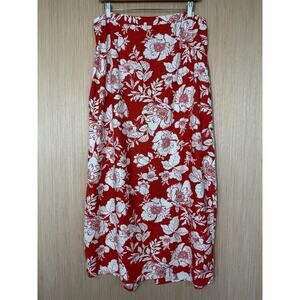 Old Navy High Waisted Linen Blend Floral Maxi Skirt Womens Size Large Tropical